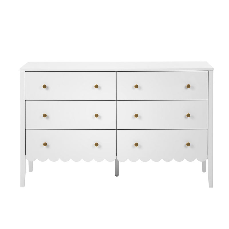 Oikiture 6 Drawer Kids Chest of Drawers White Painted Storage Cabinet