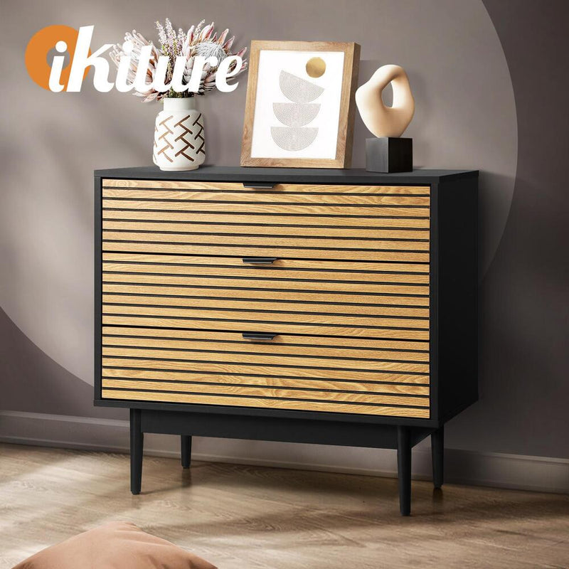 Oikiture 3 Chest of Drawers Dresser Table Lowboy