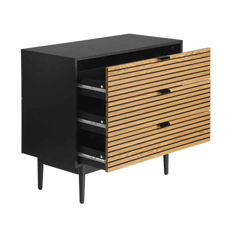 Oikiture 3 Chest of Drawers Dresser Table Lowboy