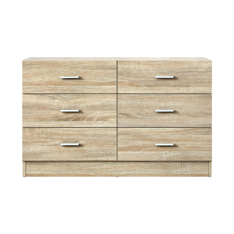 Oikiture 6 Chest of Drawers Aluminum Handles Wooden