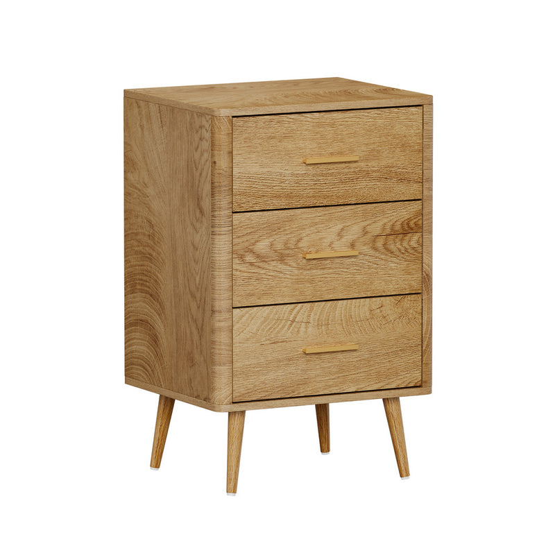 Oikiture 3 Chest of Drawers Tallboy Natural