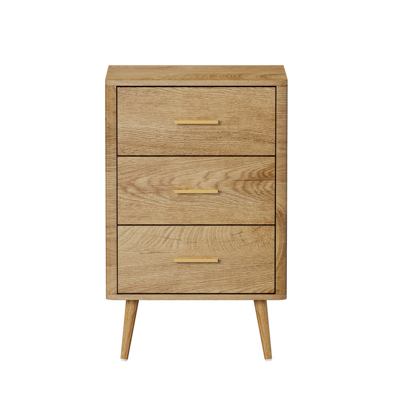 Oikiture 3 Chest of Drawers Tallboy Natural