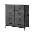 Oikiture 8 Chest of Drawers Fabric Grey Wooden Tabletop