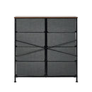 Oikiture 8 Chest of Drawers Fabric Grey Wooden Tabletop