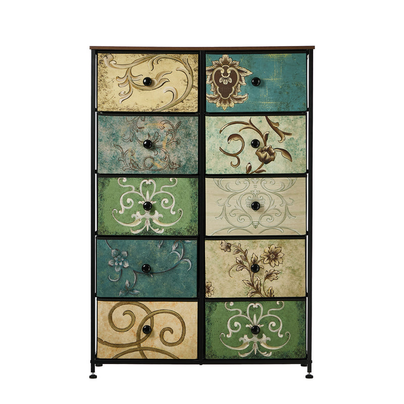 Oikiture 10 Chest of Drawers Fabric Cabinet Tower Tallboy Dresser