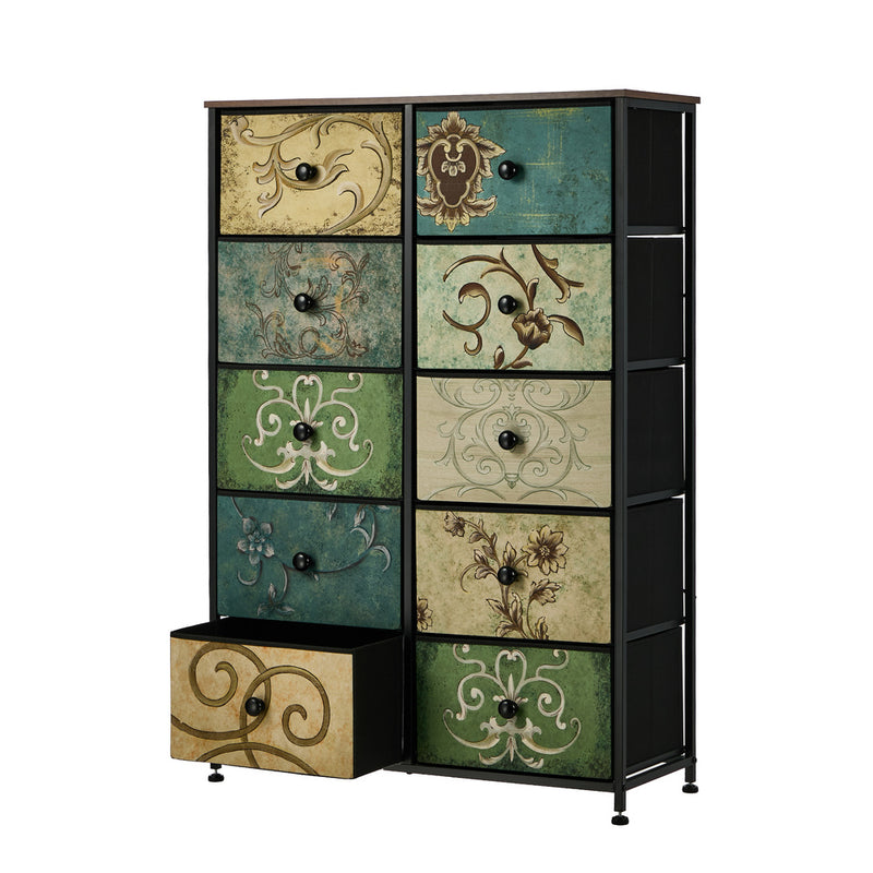 Oikiture 10 Chest of Drawers Fabric Cabinet Tower Tallboy Dresser
