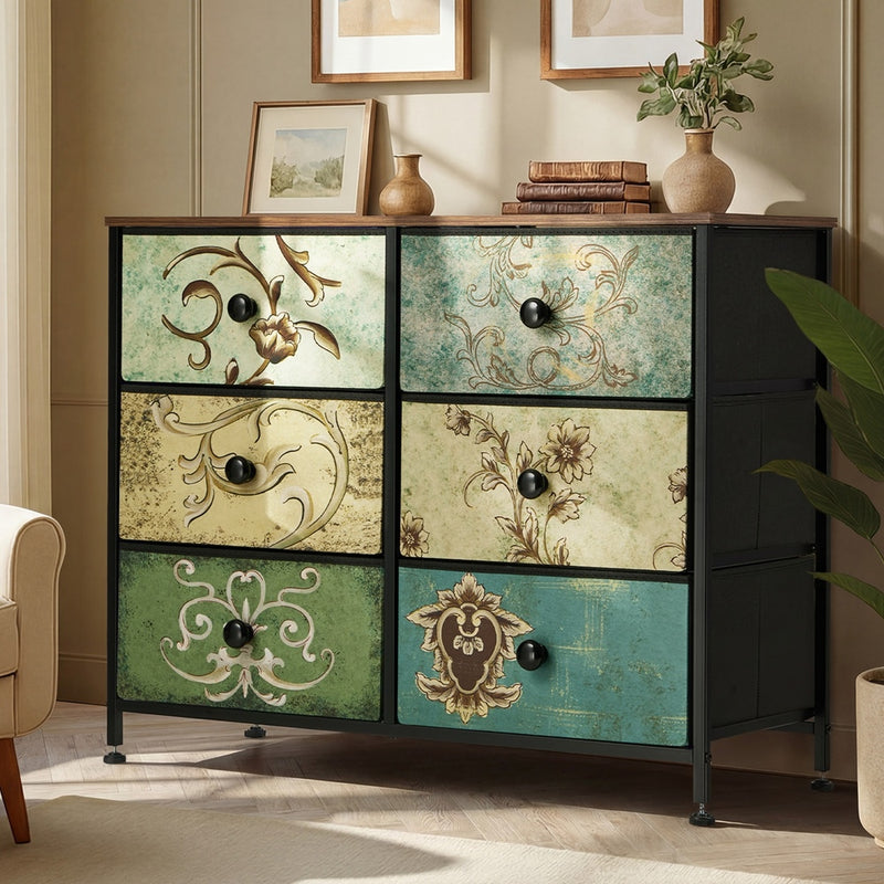 Oikiture 6 Chest of Drawers Fabric Storage Cabinet Lowboy Organizer