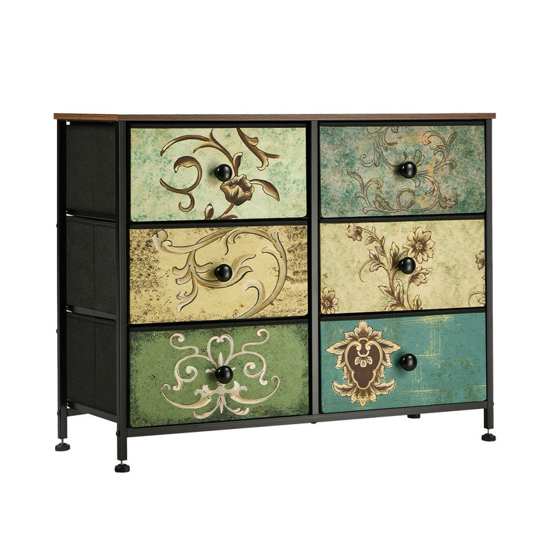Oikiture 6 Chest of Drawers Fabric Storage Cabinet Lowboy Organizer