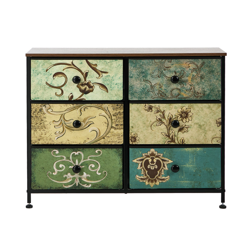 Oikiture 6 Chest of Drawers Fabric Storage Cabinet Lowboy Organizer