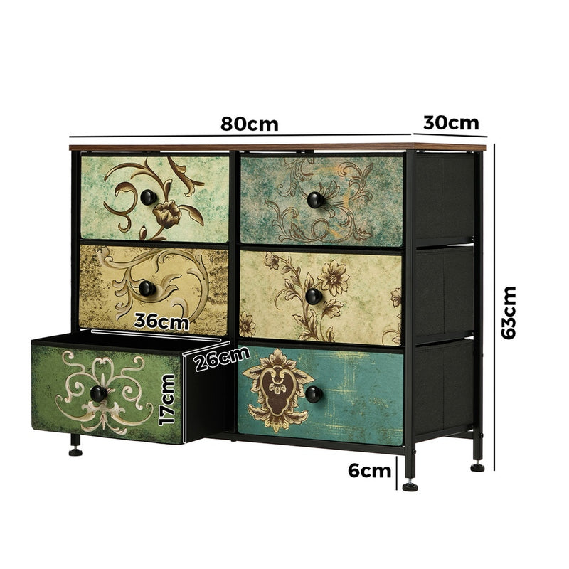 Oikiture 6 Chest of Drawers Fabric Storage Cabinet Lowboy Organizer