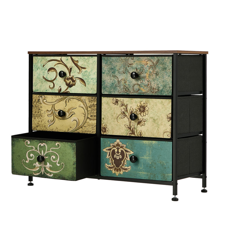 Oikiture 6 Chest of Drawers Fabric Storage Cabinet Lowboy Organizer