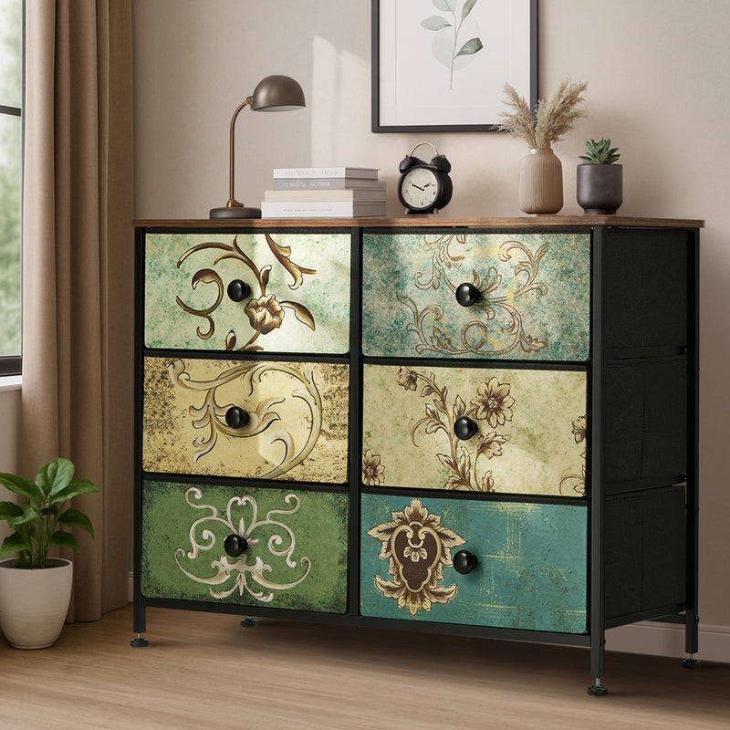 Oikiture 6 Chest of Drawers Fabric Storage Cabinet Lowboy Organizer