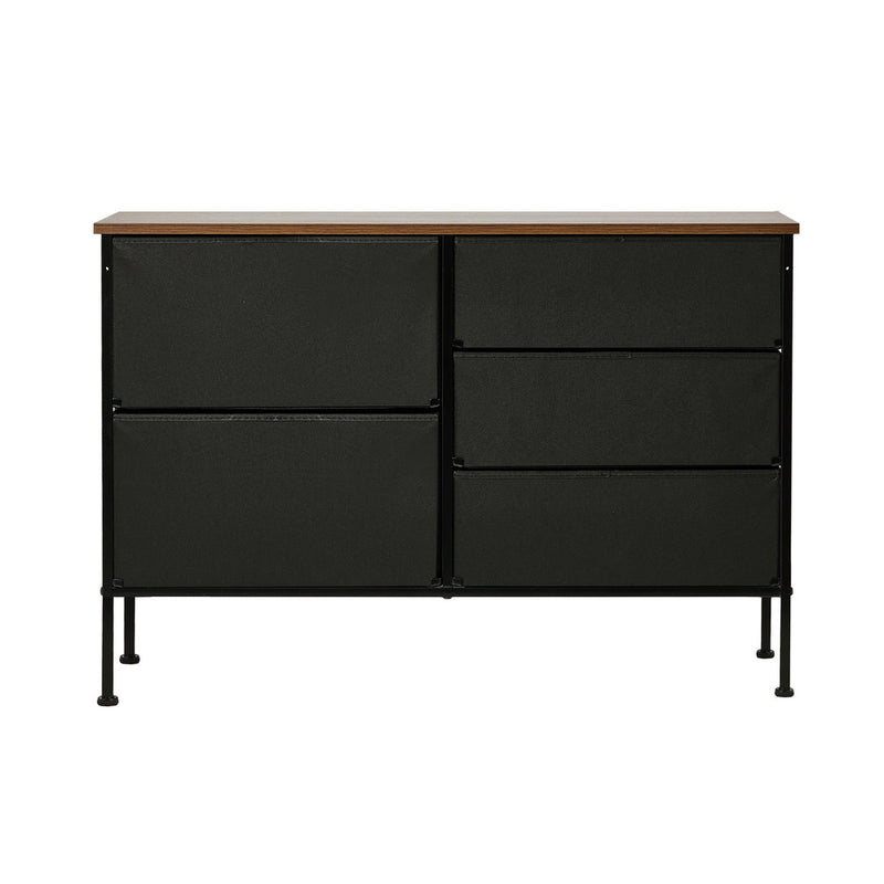 Oikiture Lowboy 5 Chest Of Drawers Cabinet Retro