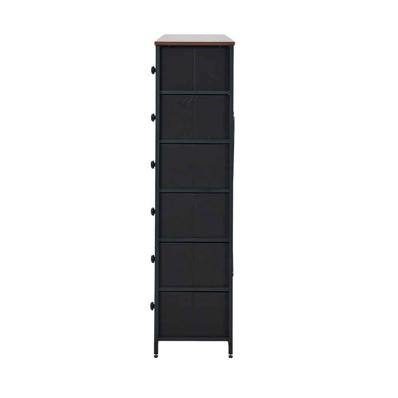 Oikiture 6 Chest of Drawers Fabric Tallboy Retro Vintage