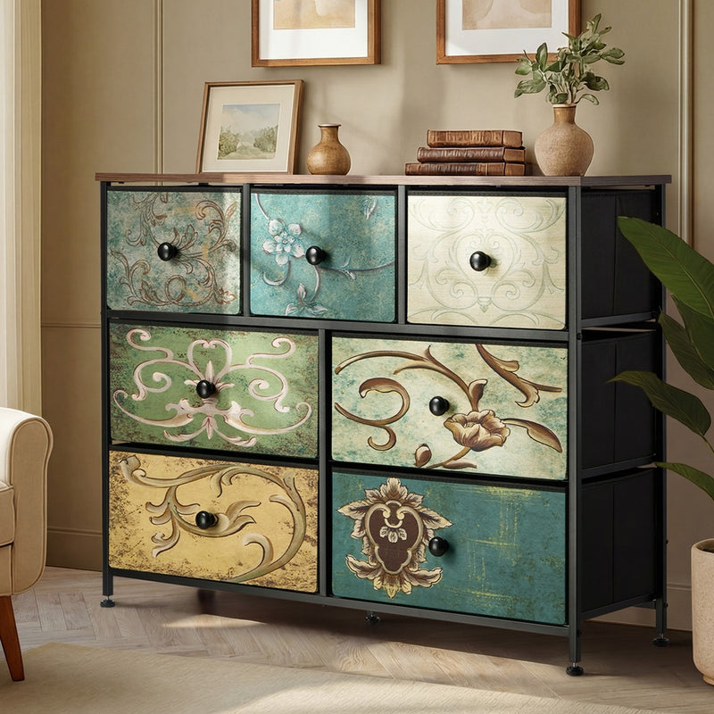 Oikiture 7 Chest of Drawers Fabric Storage Cabinet Dresser Lowboy