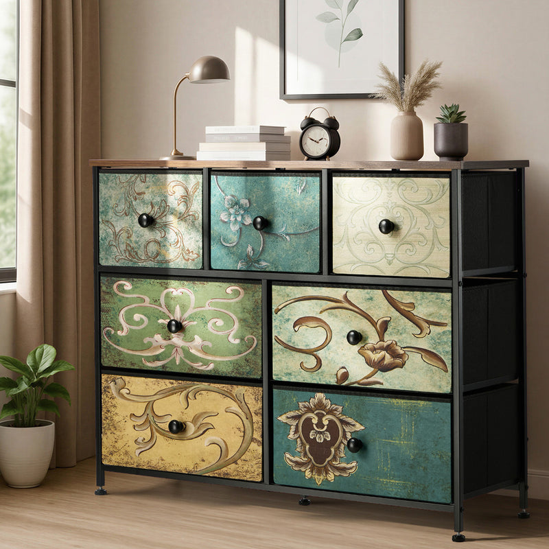 Oikiture 7 Chest of Drawers Fabric Storage Cabinet Dresser Lowboy