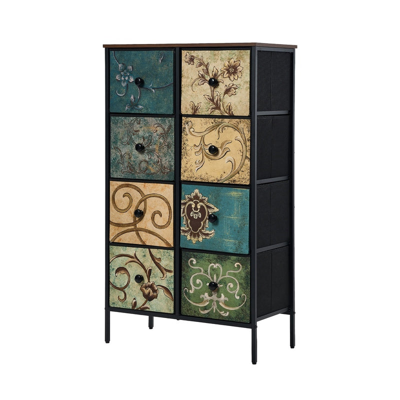 Oikiture 8 Chest of Drawers Fabric Tallboy Retro Vintage