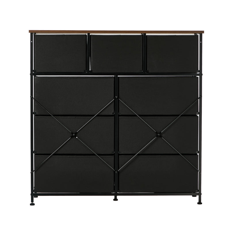 Oikiture 9 Chest of Drawers Fabric Dresser Vintage Tallboy Organizer