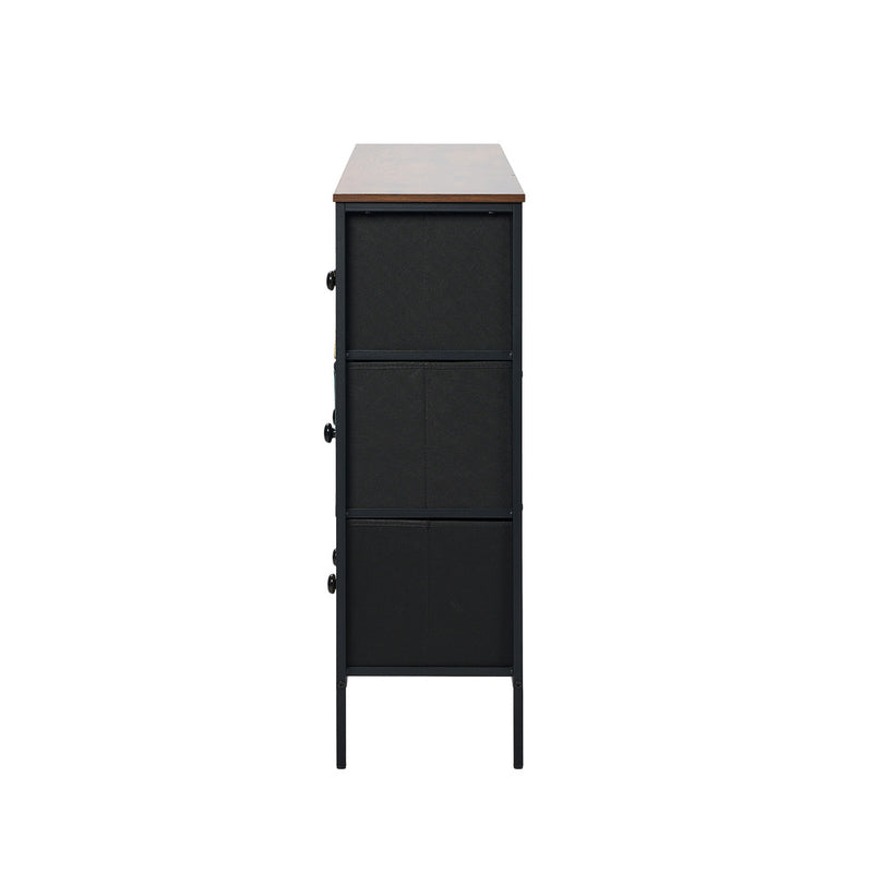 Oikiture 9 Chest of Drawers Fabric Lowboy Retro Vintage