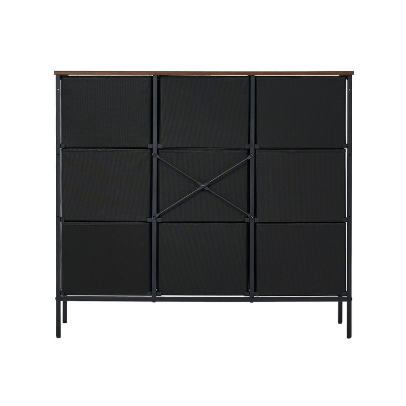 Oikiture 9 Chest of Drawers Fabric Lowboy Retro Vintage
