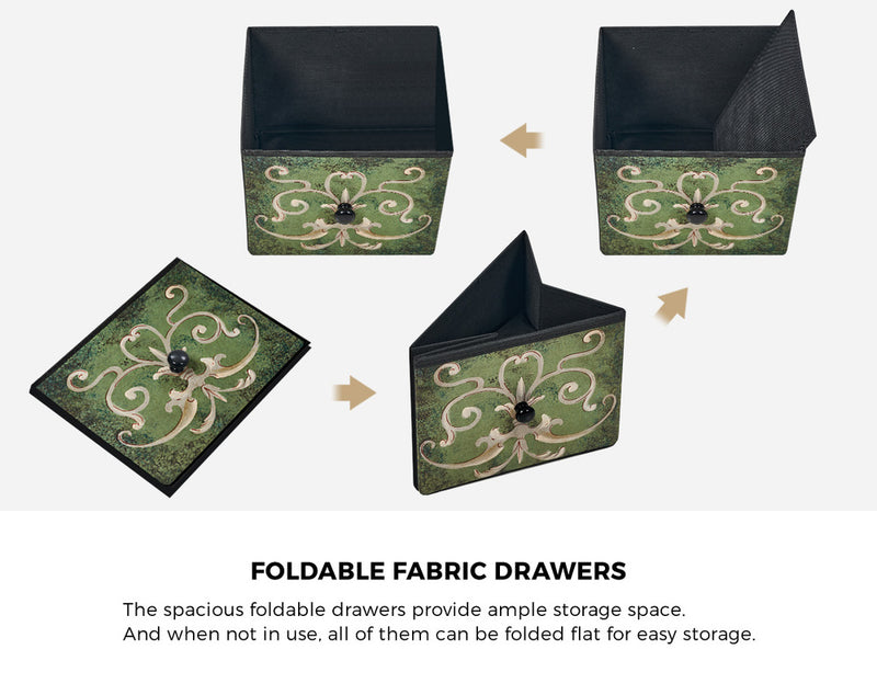 Oikiture 9 Chest of Drawers Fabric Lowboy Retro Vintage