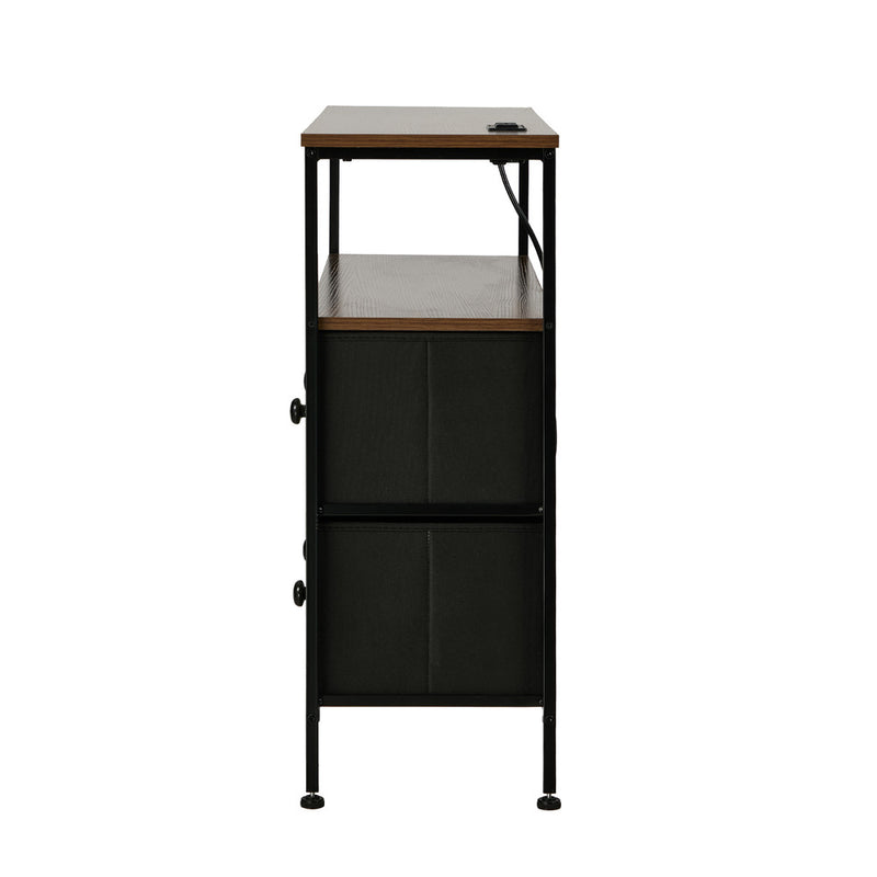 Oikiture 6 Chest of Drawers Fabric Retro Dresser Lowboy Shelf Charging