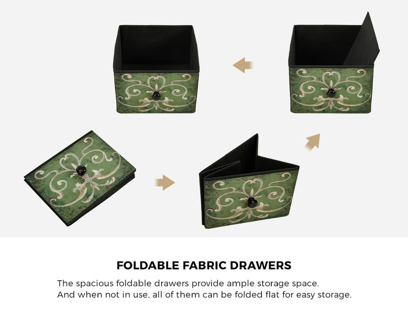Oikiture 6 Chest of Drawers Fabric Retro Dresser Lowboy Shelf Charging