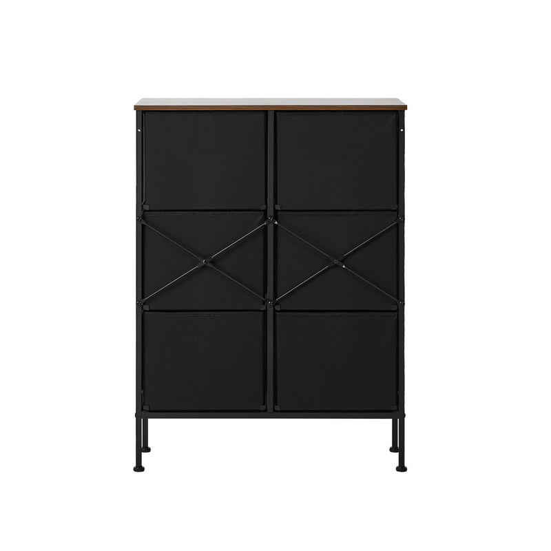 Oikiture 6 Chest Of Drawers Retro Tallboy Dresser Foldable Fabric