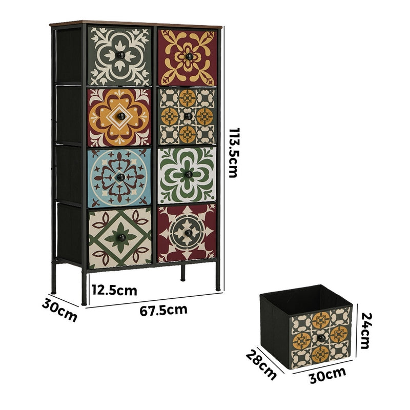 Oikiture 8 Chest Of Drawers Retro Tallboy Dresser Foldable Fabric