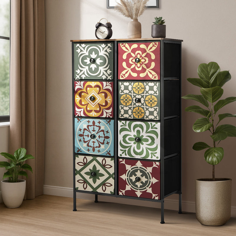Oikiture 8 Chest Of Drawers Retro Tallboy Dresser Foldable Fabric
