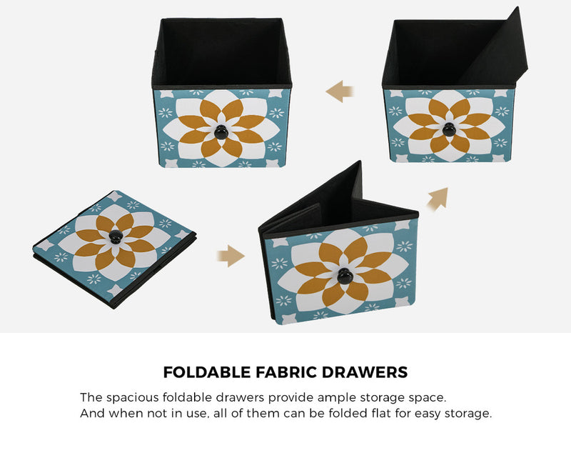 Oikiture 9 Chest Of Drawers Retro Tallboy Dresser Foldable Fabric
