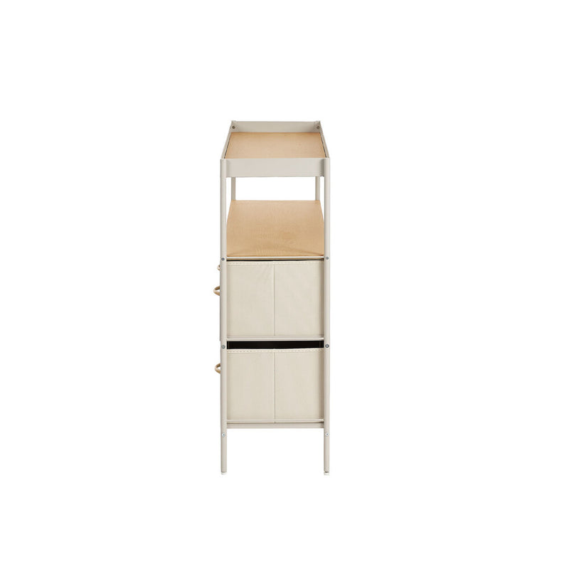 Oikiture 5 Drawer Chest Of Drawers Open Shelf Organizer Beige