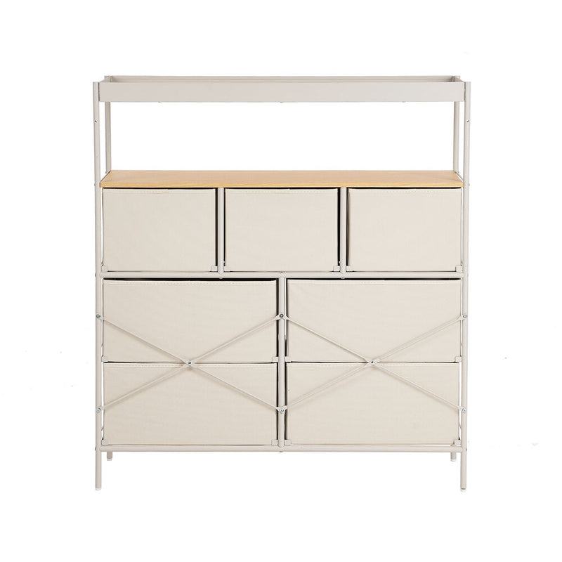 Oikiture 7 Drawer Chest Of Drawers Open Shelf Organizer Beige
