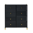 Oikiture 8 Chest of Drawers PU Fabric Black