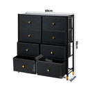 Oikiture 8 Chest of Drawers PU Fabric Black