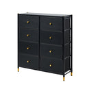 Oikiture 8 Chest of Drawers PU Fabric Black