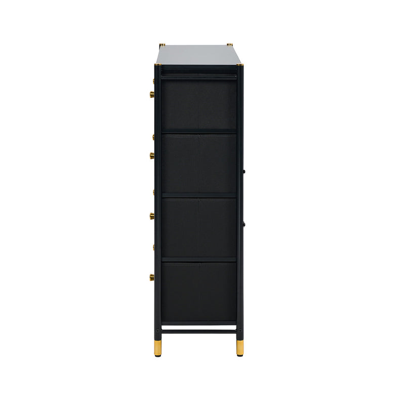 Oikiture 8 Chest of Drawers PU Fabric Black
