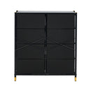 Oikiture 8 Chest of Drawers PU Fabric Black