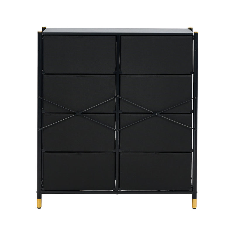 Oikiture 8 Chest of Drawers PU Fabric Black