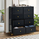 Oikiture 8 Chest of Drawers PU Fabric Black