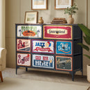 Oikiture 8 Chest of Drawers Fabric Retro Vintage Multi-colour