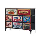 Oikiture 8 Chest of Drawers Fabric Retro Vintage Multi-colour