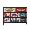 Oikiture 8 Chest of Drawers Fabric Retro Vintage Multi-colour