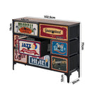 Oikiture 8 Chest of Drawers Fabric Retro Vintage Multi-colour