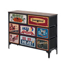 Oikiture 8 Chest of Drawers Fabric Retro Vintage Multi-colour