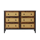 Oikiture 6 Chest of Drawers Rattan Fabric Dresser Tallboy
