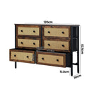 Oikiture 6 Chest of Drawers Rattan Fabric Dresser Tallboy