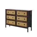 Oikiture 6 Chest of Drawers Rattan Fabric Dresser Tallboy