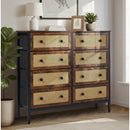 Oikiture 8 Chest of Drawers Rattan Fabric Dresser Tallboy