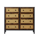 Oikiture 8 Chest of Drawers Rattan Fabric Dresser Tallboy
